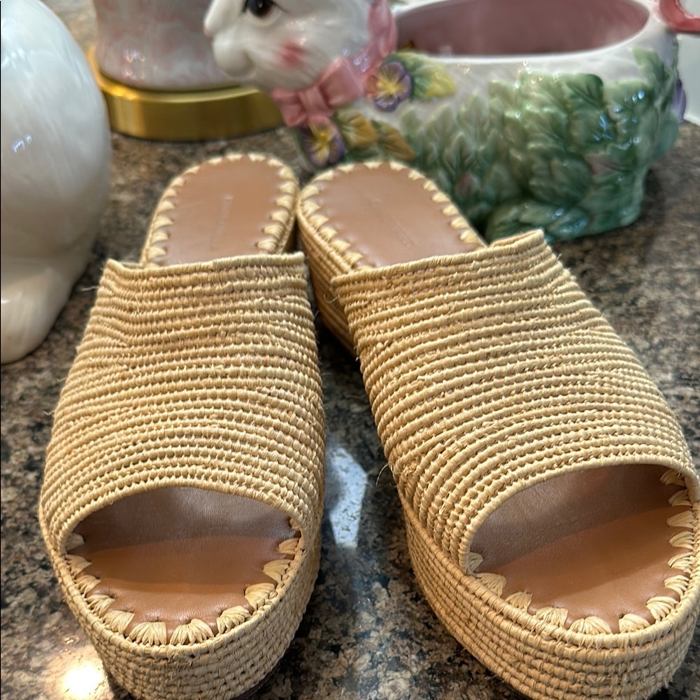Carrie Forbes natural Woven Mules with Platform